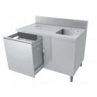 Meuble combiné lave-main/poubelle 1 tiroir coulissant P  800 mm