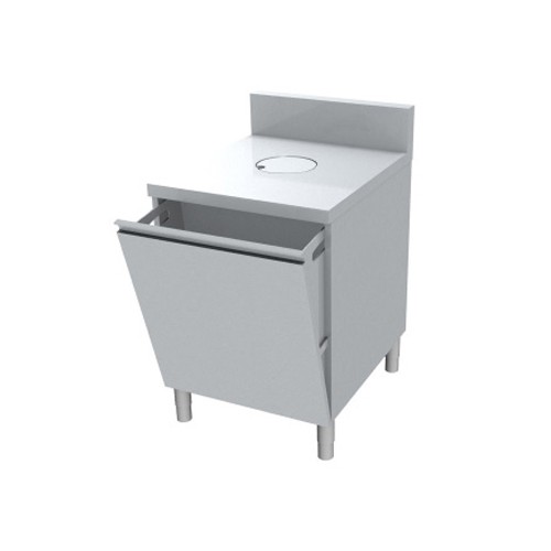 Meuble poubelle avec TVO, 1 porte, façade basculante, P 800mm