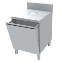 Meuble poubelle avec TVO, 1 porte, façade basculante, P 800mm