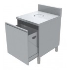 Meuble poubelle avec TVO, 1 porte, tiroir coulissant, P 800mm