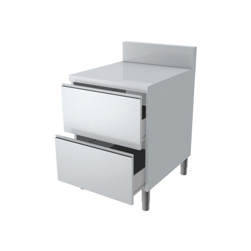 Meuble avec 2 tiroirs dessus inox P 800 mm Meuble avec 2 tiroirs dessus inox P 800 mm