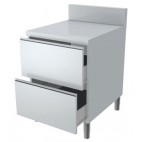 Meuble avec 2 tiroirs, dessus en inox, profondeur  800 