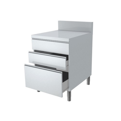 Meuble avec 3 tiroirs dessus inox P 800 Meuble avec 3 tiroirs dessus inox P 800