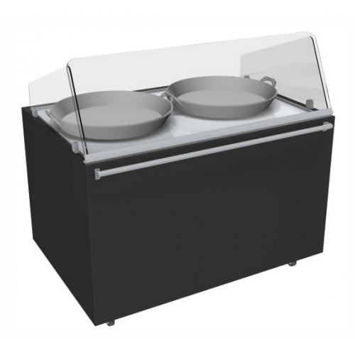 Vitrine à plats cuisinés service traditionnel 2 poêlons 2 x 3 kw L 2000 x P 1000 x H 860/1310 mm Vitrine à plats cuisinés service traditionnel 2 poêlons 2 x 3 kw L 2000 x P 1000 x H 860/1310 mm