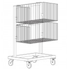 Chariot support pour panier à barquette, construction en inox
