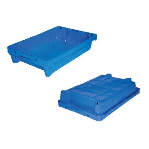 Bac de criée bleu avec système de drainage, capacité 15 litres Bac de criée bleu avec système de drainage, capacité 15 litres