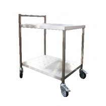 Chariot de desserte roulante avec barre de poussée, en inox AISI 304