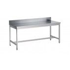 Table démontable bord droit pieds carrés inox ferritique adossée P 600 mm