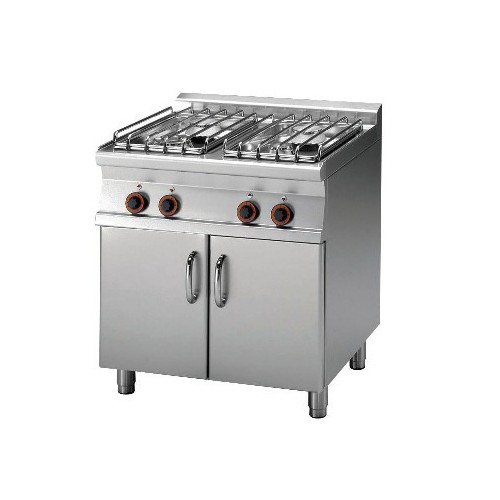Piano de cuisson sur meuble placard fermé, gamme 700, en inox AISI 304, 2 feux gaz, 2 x 5.5 kW Piano de cuisson sur meuble placard fermé, gamme 700, en inox AISI 304, 2 feux gaz, 2 x 5.5 kW