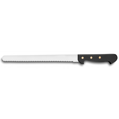 Couteau pour pâté en croûte lame microdentée avec une manche ABS noir avec rivets Couteau pour pâté en croûte lame microdentée avec une manche ABS noir avec rivets