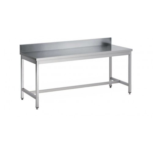 Table démontable bord droit pieds carrés, inox AISI 304, adossée, P 600 mm Table démontable bord droit pieds carrés, inox AISI 304, adossée, P 600 mm