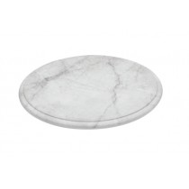 Plateaux ronds en mélamine imitation marbre de carrare sur pieds en silicone