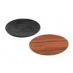 Plateaux ronds en mélamine 2 faces imitation bambou et ardoise
