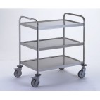 Chariot de service acier inoxydable avec 2 arceaux 3 plateaux 800 x 530 mm 