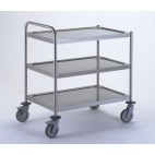 Chariot de service acier inoxydable avec 1 arceau 3 plateaux 800 x 530 mm 