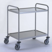 Chariot de service acier inoxydable avec 2 arceaux 2 plateaux 1000 x 600 mm 