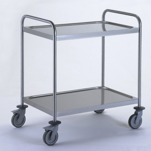 Chariot de service acier inoxydable avec 2 arceaux 2 plateaux 1000 x 600 mm Chariot de service acier inoxydable avec 2 arceaux 2 plateaux 1000 x 600 mm