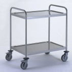 Chariot de service acier inoxydable avec 2 arceaux 2 plateaux 1000 x 600 mm 