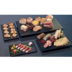 Plateau rectangulaire en melamine, imitation ardoise sur pieds silicone, profondeur 325 mm