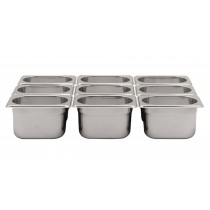 Bac inox cuisine gastronorme GN1/9, plein, en inox aisi 304