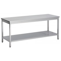 Table démontable, centrale+étagère, Inox ferritique, 700X700X850
