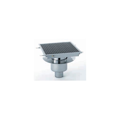 Siphon avec cuvette réglable inox 250 x 250 mm sortie verticale centrée Ø 100 mm Siphon avec cuvette réglable inox 250 x 250 mm sortie verticale centrée Ø 100 mm