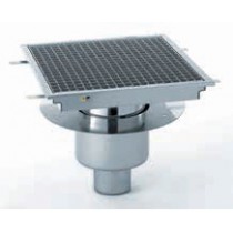 Siphon centrée avec cuvette réglable, 250 x 250 mm, sorite verticale, Ø 100 mm