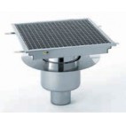 Siphon centrée avec cuvette réglable, 250 x 250 mm, sorite verticale, Ø 100 mm