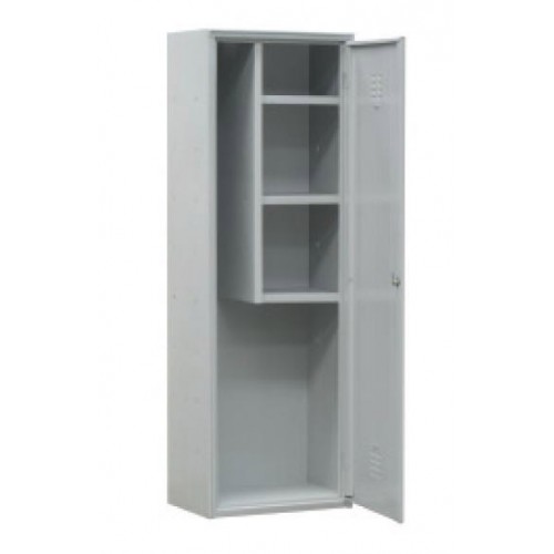 Armoire balais avec 3 étagères couleur gris Armoire balais avec 3 étagères couleur gris