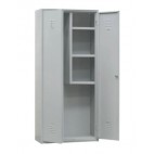 Armoire balais avec 3 étagères, couleur gris