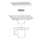 Siphon avec cuvette réglable, 800 x 400 mm, sortie horizontale centrée, Ø 100 mm