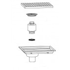 Siphon avec cuvette monobloc, 2500 x 250 mm, sortie verticale décentrée, Ø 100 mm
