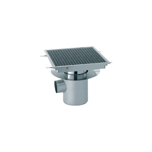 Siphon avec cuvette monobloc inox 1500 x 250 mm sortie horizontale centrée Ø 100 mm
