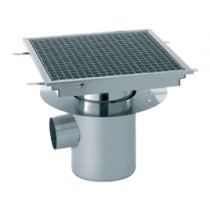 Siphon avec cuvette monobloc inox 1500 x 250 mm sortie horizontale centrée Ø 100 mm