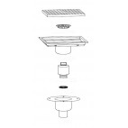 Siphon avec cuvette réglable, 2000 x 250 mm, sortie verticale centrée, Ø 100 mm