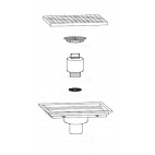 Siphon avec cuvette monobloc, 1000 x 250 mm, sortie verticale centrée, Ø 100 mm