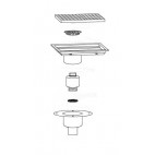 Siphon avec cuvette réglable, 1000 x 250 mm, sortie verticale décentrée, Ø 100 mm