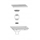 Siphon avec cuvette monobloc, 1000 x 250 mm, sortie verticale décentrée, Ø 100 mm
