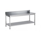 Table démontable, adossée+étagère, Inox ferritique, 700X700X850