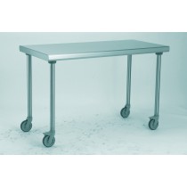 Table inox TS 15N démontable sur roues centrale pieds ronds largeur 800 mm