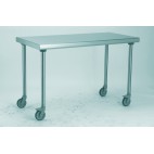 Table inox TS 15N démontable sur roues centrale pieds ronds largeur 800 mm