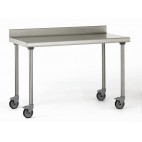 Table inox TS 15N démontable sur roues à dosseret pieds ronds largeur 800 mm