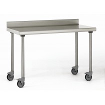 Table inox TS 15N démontable sur roues à dosseret pieds ronds largeur 800 mm