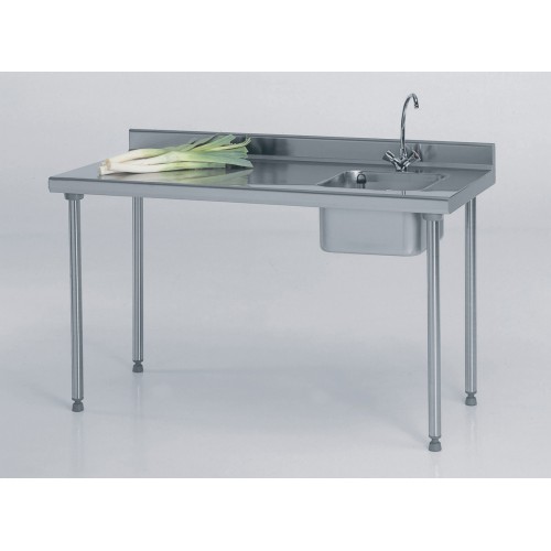 Table du chef TS 15N soudée avec robinet à dosseret largeur 700 mm bac à droite L 400 x P 400 x H 250 mm Table du chef TS 15N soudée avec robinet à dosseret largeur 700 mm bac à droite L 400 x P 400 x H 250 mm
