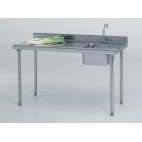 Table du chef TS 15N soudée avec robinet à dosseret largeur 700 mm bac à droite L 400 x P 400 x H 250 mm