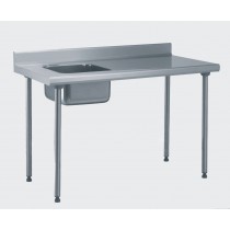 Table du chef TS 15N soudée, sans robinet, à dosseret, largeur 700 mm, bac à gauche, L 400 x P 400 x H 250 mm