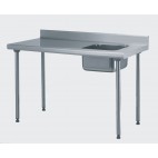 Table du chef TS 15N soudée sans robinet à dosseret bac à droite largeur 700 mm