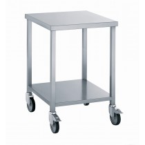 Table porte-machine soudée sur roues, acier inoxydable, L 600 x l 600 x H 850 mm