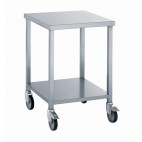 Table porte-machine soudée sur roues acier inoxydable L 600 x l 600 x H 850 mm