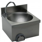 Lave main cuisine professionnelle,  avec dosseret H-30 mm, cuve  ronde, L 400 x P 400 x H 250 mm